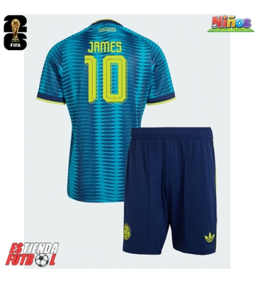 Colombia James Rodriguez #10 Segunda Equipación Niños Mundial 2026 Manga Corta (+ Pantalones cortos)